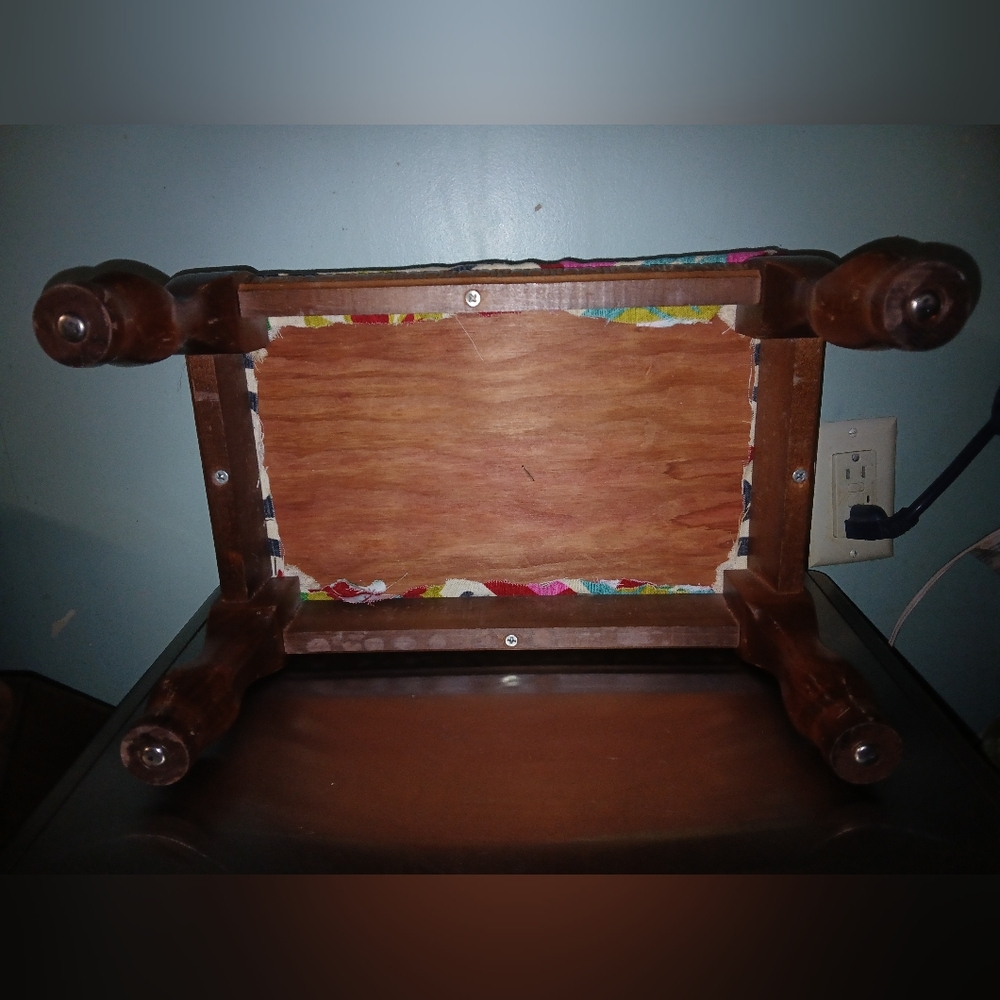 Vintage Floral Upholstered Wooden Footstool. - Picture 4 of 4
